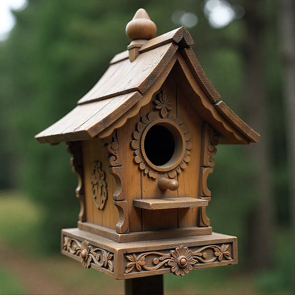 Koristeellinen puinen lintupönttö